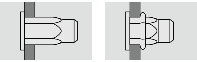 Установка закрытой полу-шестигранной резьбовой заклёпки со стандартным буртом