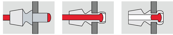 установка опорной конусной вытяжной заклёпки