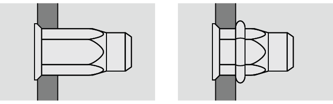 Установка полу-шестигранной резьбовой заклёпки с малой потайной головкой